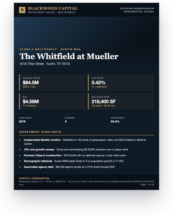 Offering memorandum — sample extracted by Sensible
