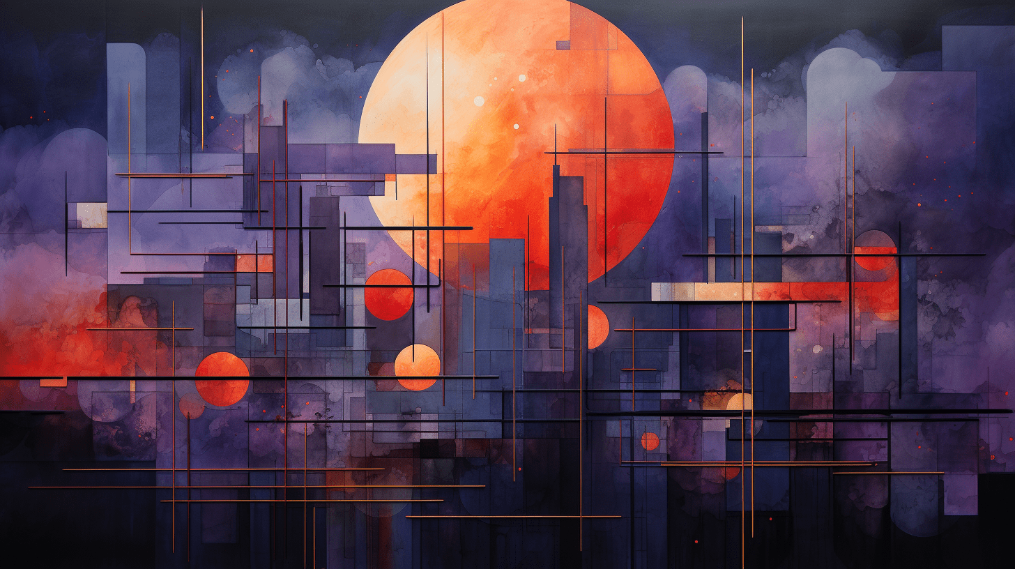 Abstracted city scape with vibrant colors