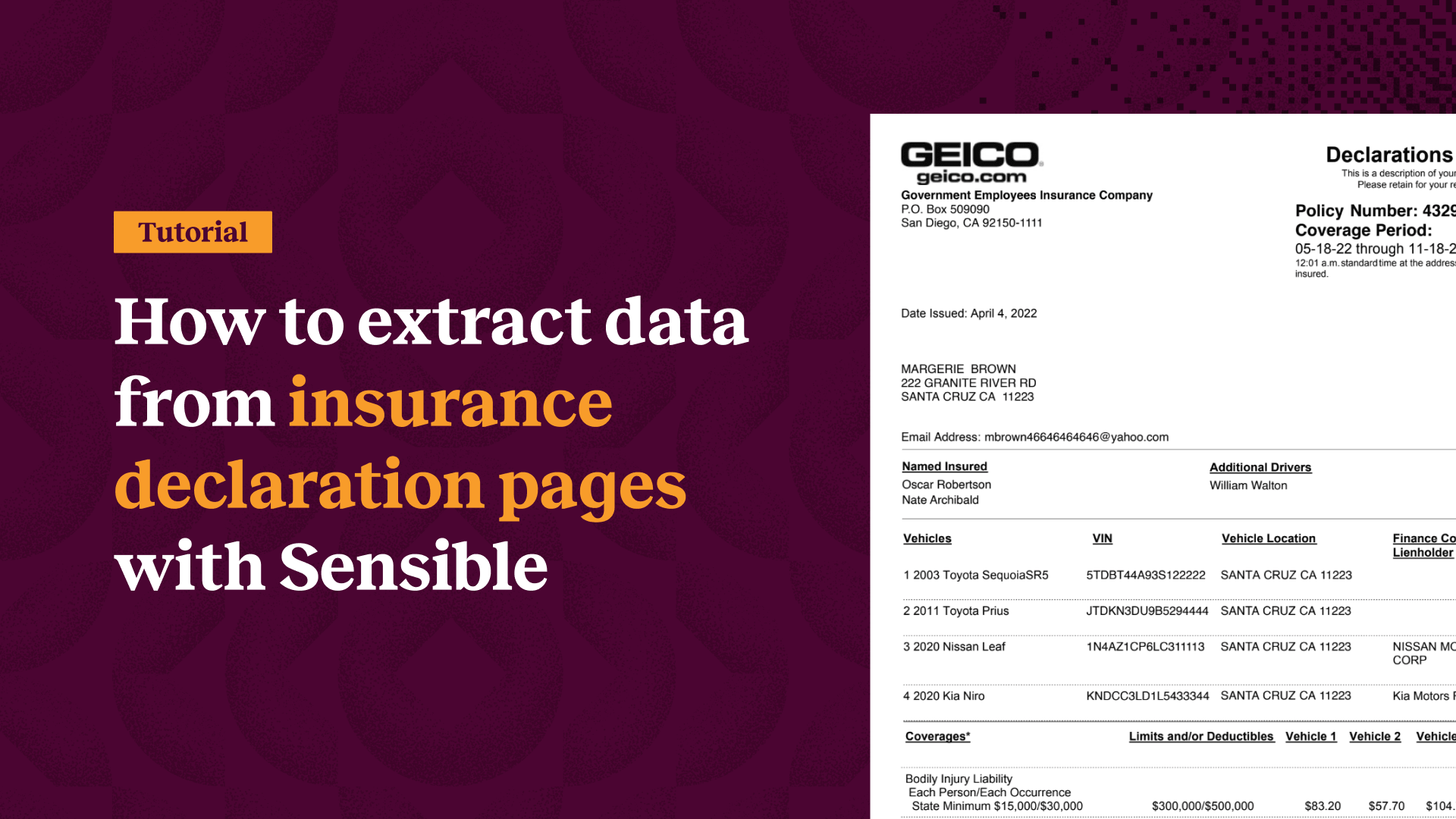 How to extract data from insurance declaration pages with Sensible