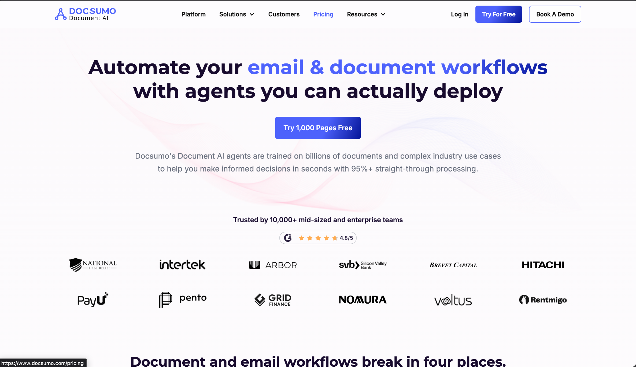 Docsumo financial document extraction interface