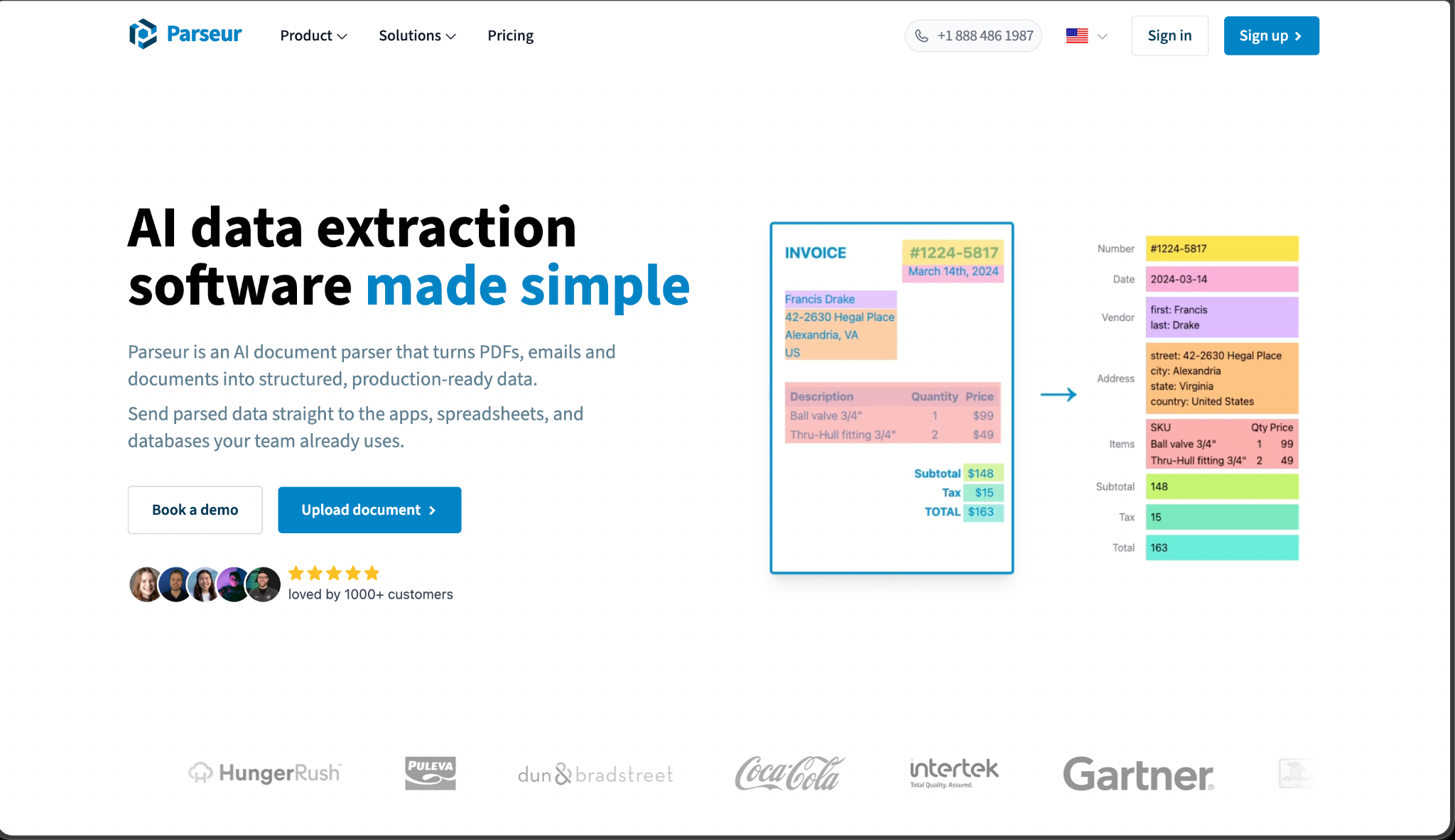 Parseur email-first no-code document parsing interface