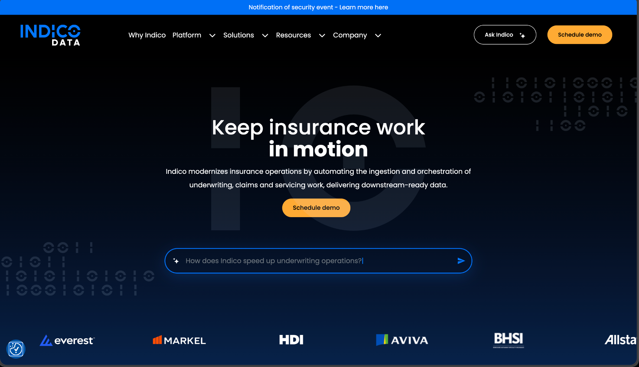 Indico Data platform for processing unstructured insurance claims and broker submissions