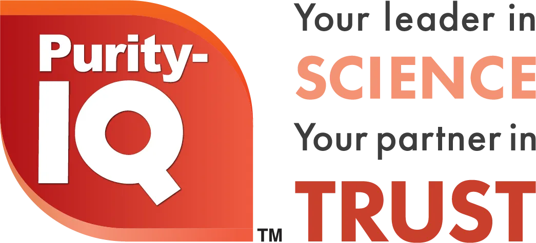 Purity-IQ logo with the tagline Your leader in science, Your partner in trust.