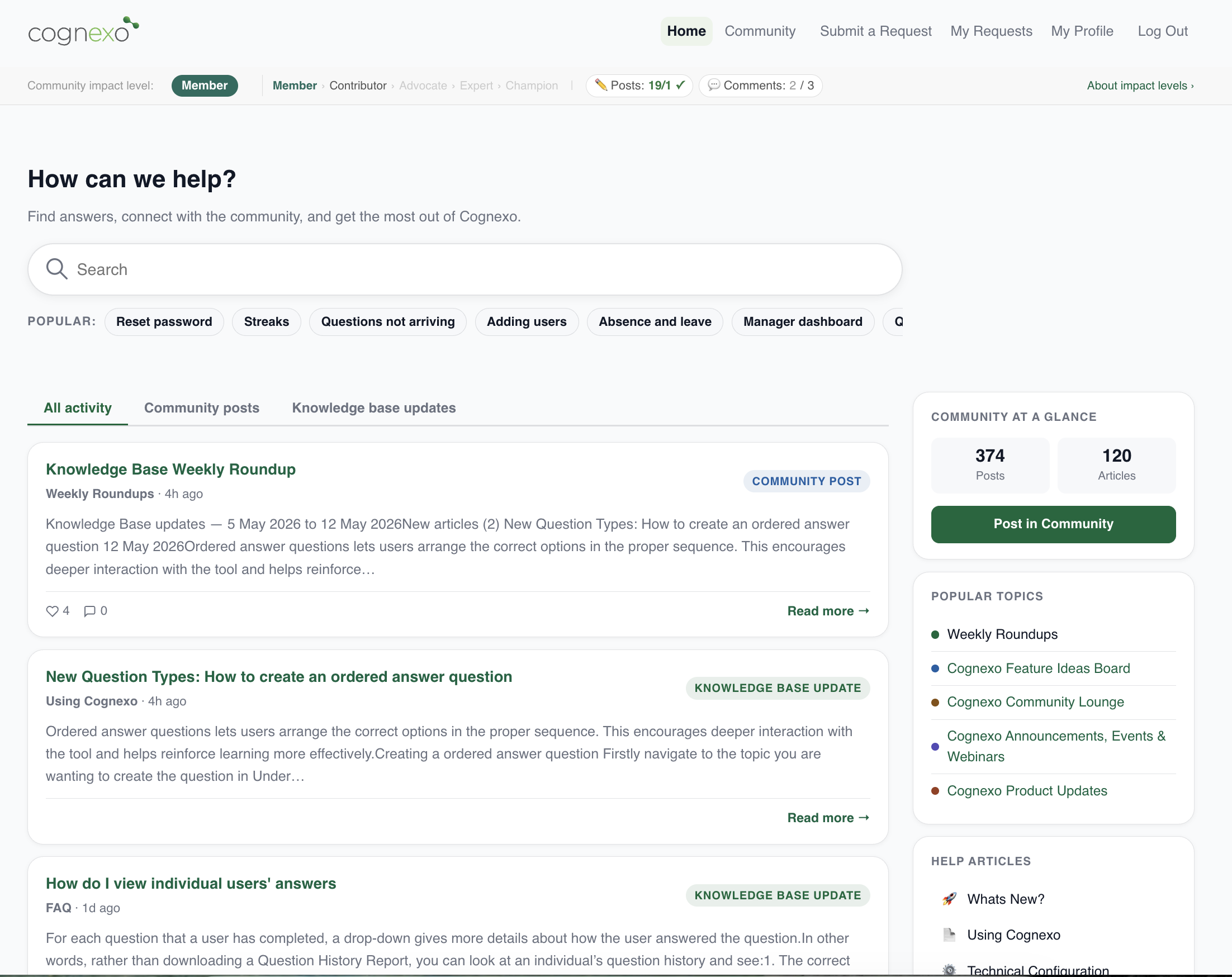 Cognexo Community platform screenshot