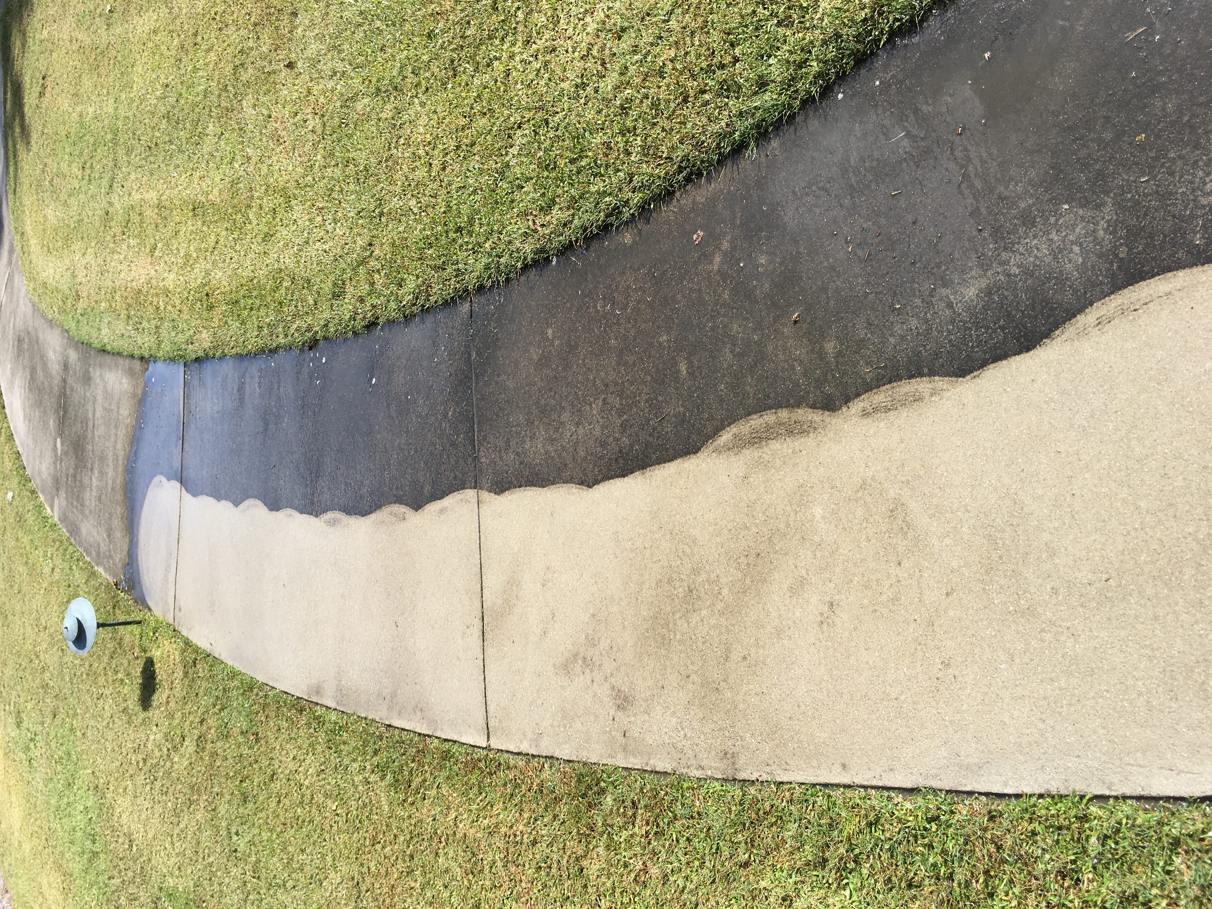 Pressure washing concrete - before & after