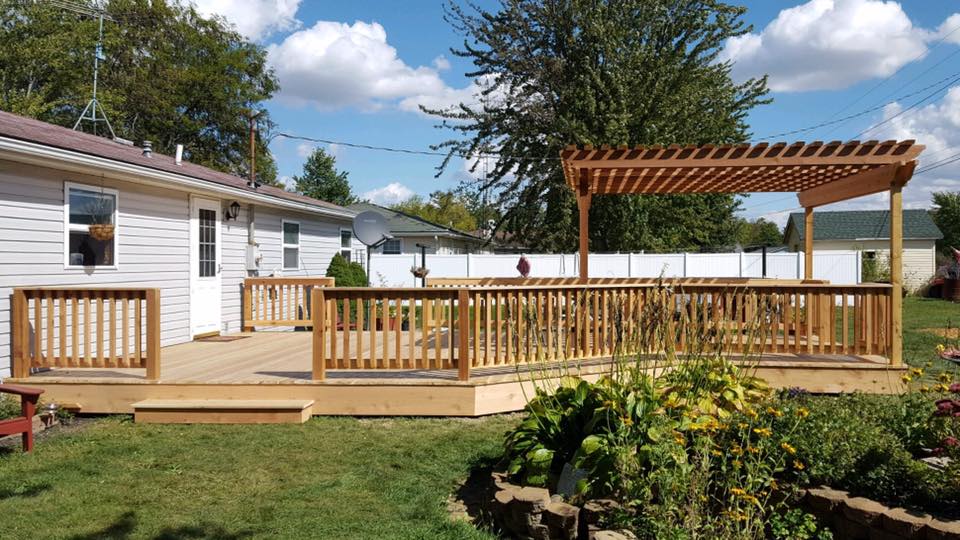 Cedar wood deck construction by Knot Just Decks Fort Wayne