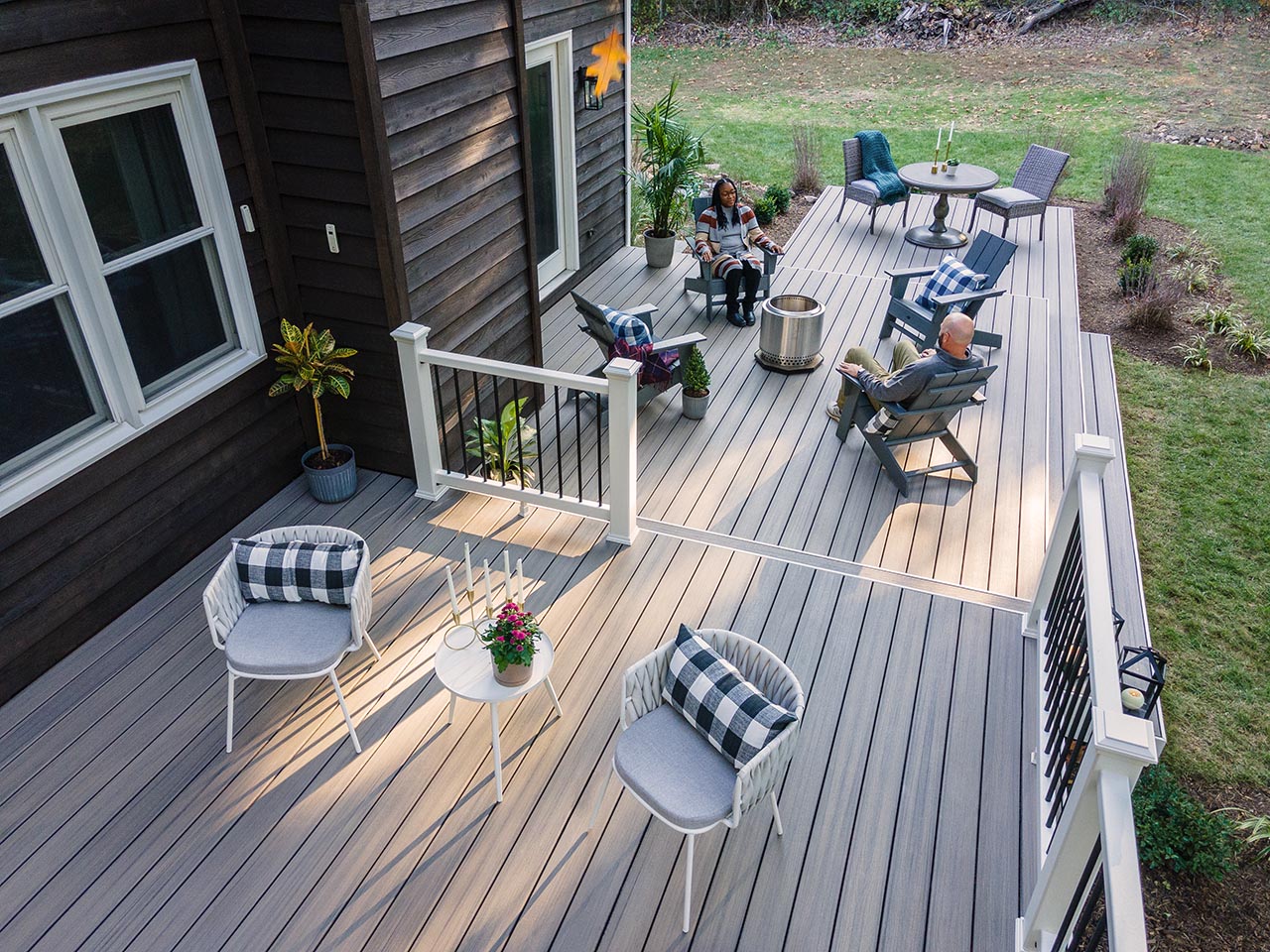 Custom Trex composite deck built by Knot Just Decks in Fort Wayne