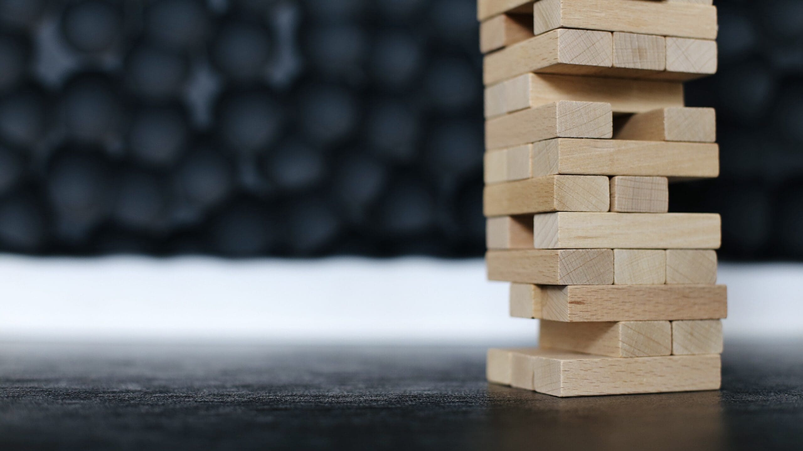 Towering stack of balanced blocks.