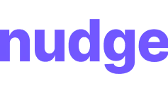 The word 'nudge' written in bold blue lowercase letters on a transparent background.