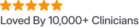 Five orange stars above the text Loved By 10,000+ Clinicians.