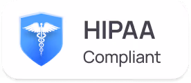 Shield icon with caduceus symbol next to text reading HIPAA Compliant