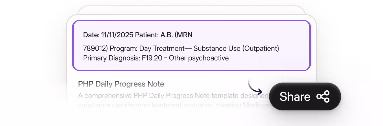 Patient A.B.'s outpatient substance use day treatment note dated 11/11/2025 with primary diagnosis F19.20.