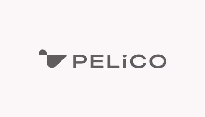 Pelico company logo with stylized design element to the left of the text.