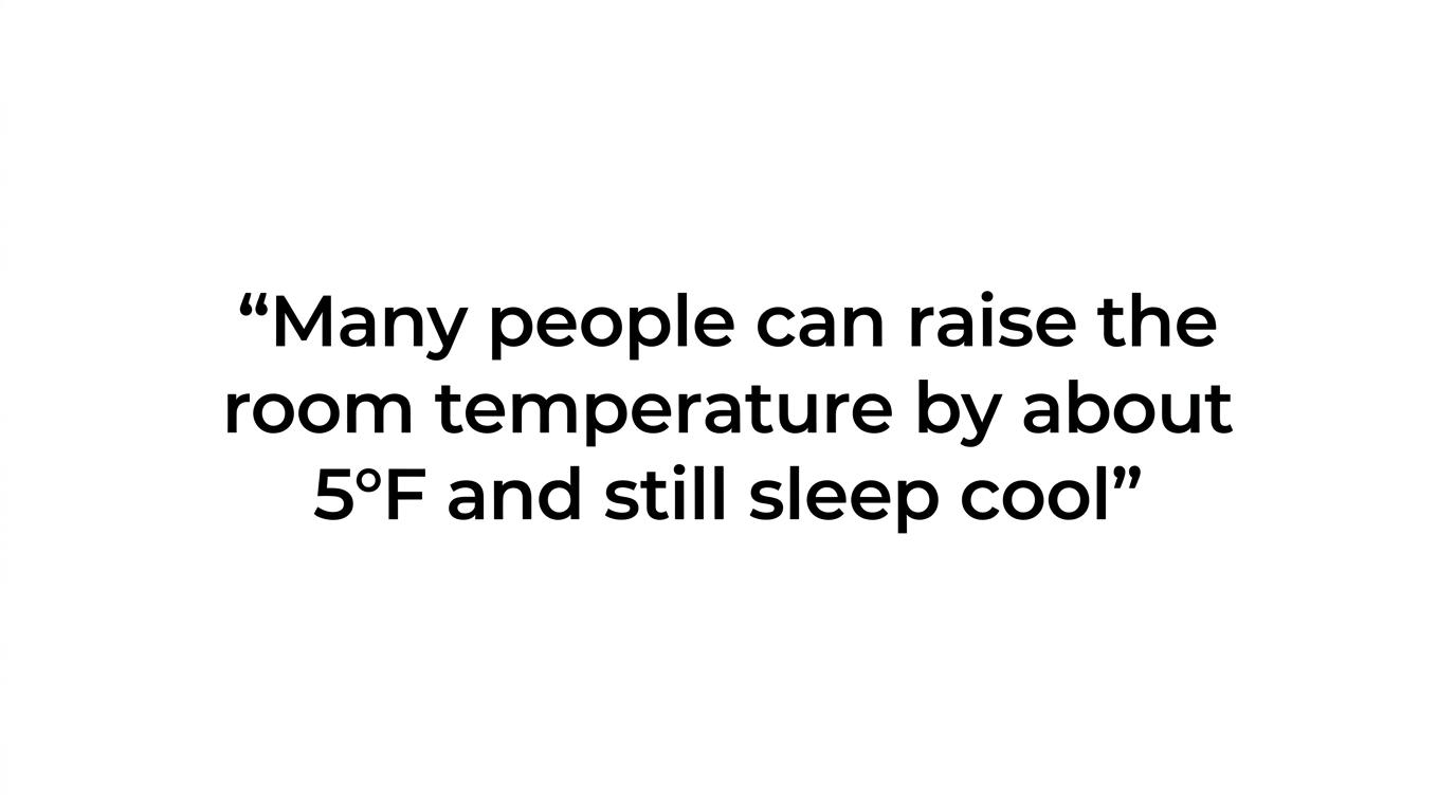Highlighted quote about sleeping cool with the room set about 5 degrees warmer.