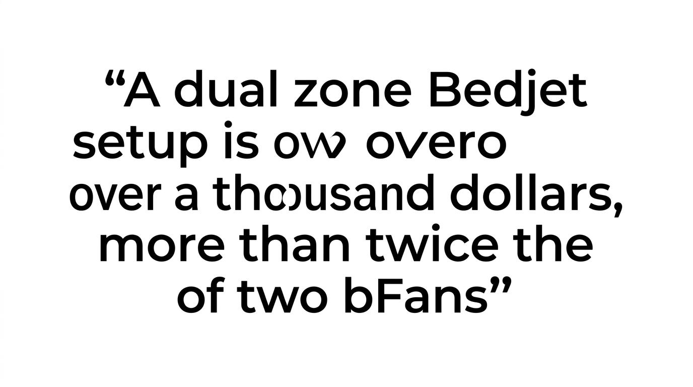 Quote visual highlighting that a dual zone Bedjet setup costs over a thousand dollars and more than twice the price of two bFans.