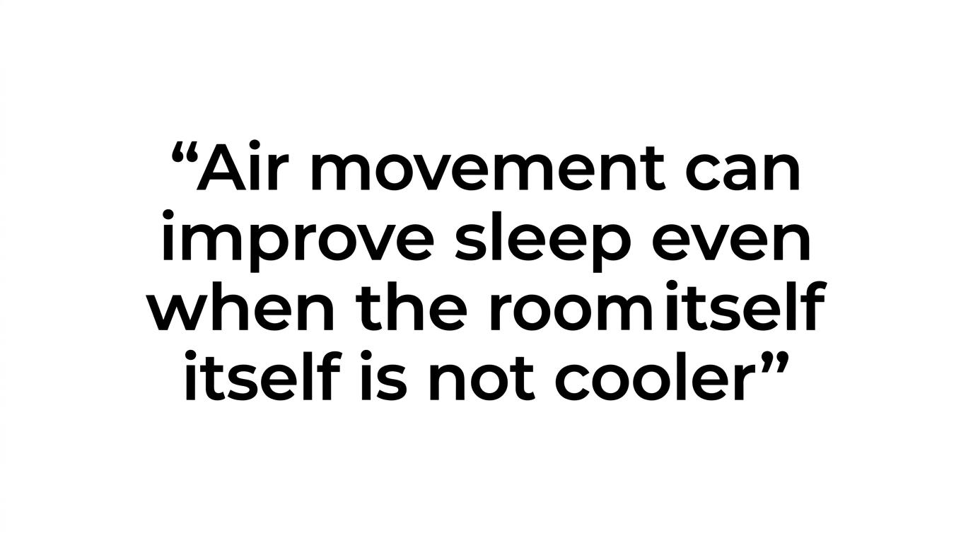 Highlighted quote stating that air movement can improve sleep even without lowering room temperature.