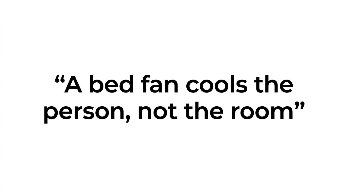 Large highlighted quote that reads, 'Fans cool people, not rooms.'