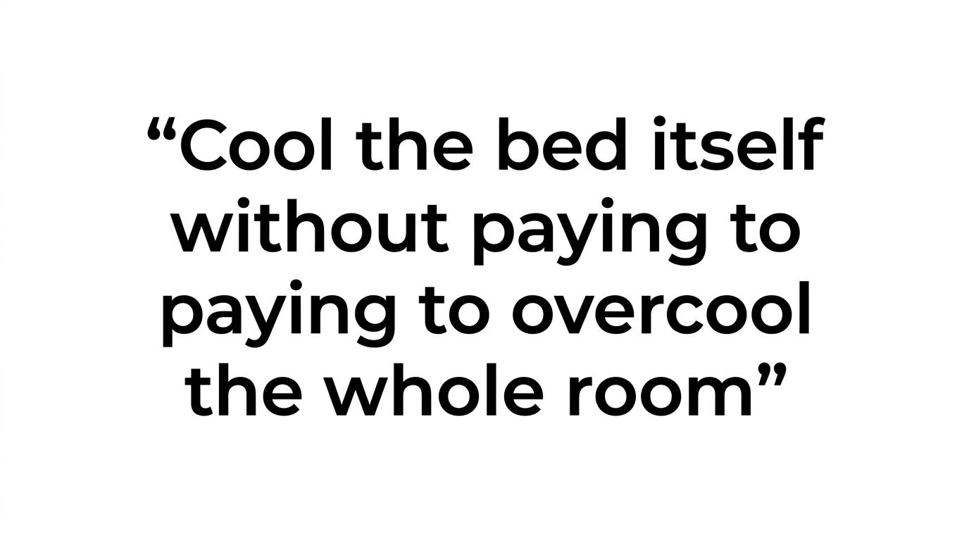 Quote highlight featuring the line about bFan using about 18 watts on average to cool the bed without overcooling the room.