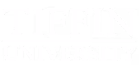 Tiffin University wordmark with serif font in white on black background.