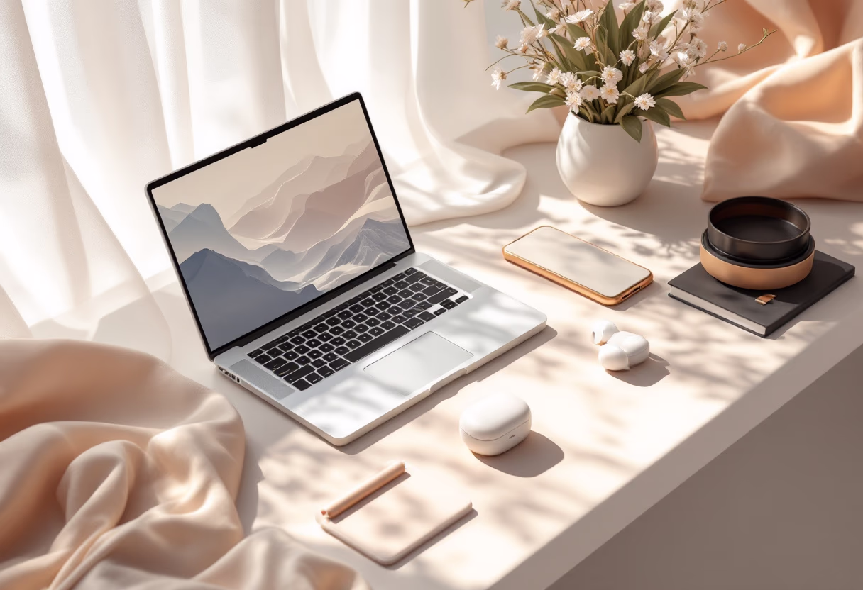 image of a modern tech setup for a travel tech [background image]