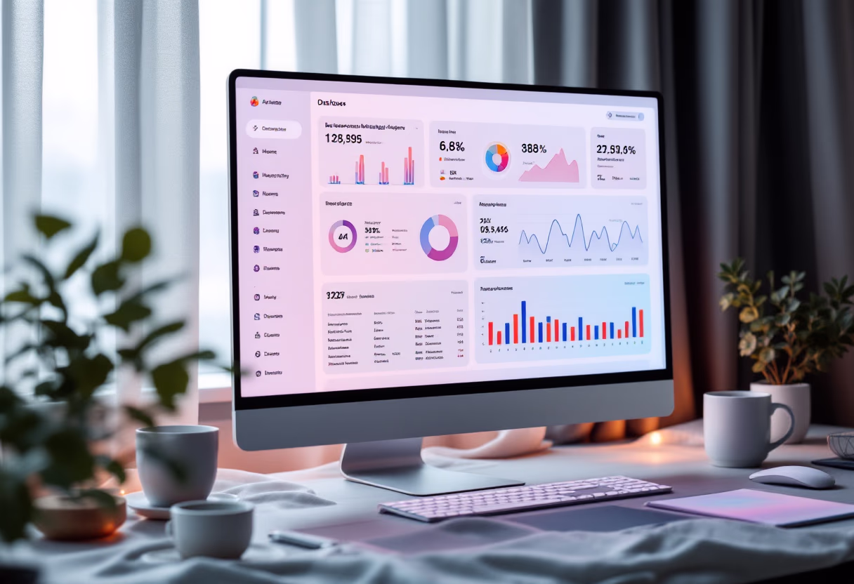 image of computer screens with data dashboards