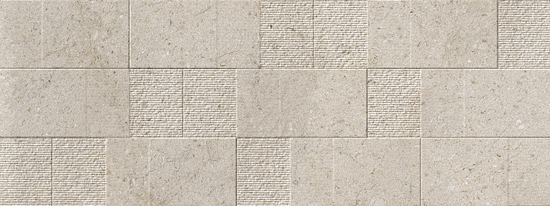 Porcelanosa Block Dorcia Acero tegel in beige, close-up van het blokpatroon