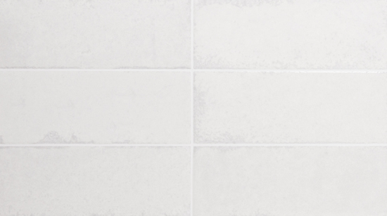 Porcelanosa Brick Vetri White wandtegel in wit, close-up van het subtiel glanzende oppervlak