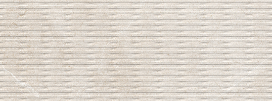 Porcelanosa Coin Saddle Caliza structuurtegel met horizontale ribbels in lichtbeige