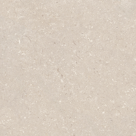 Porcelanosa Coral Caliza kalksteenlook tegel in zacht beige met fijne fossielstructuur