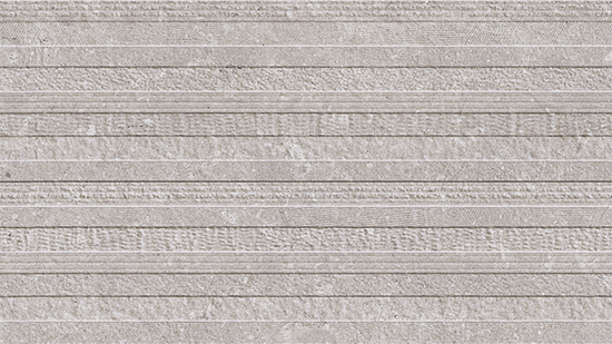 Porcelanosa Deco Coral Acero tegel met horizontale groeven in grijstinten