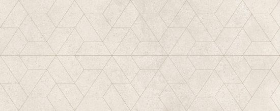 Porcelanosa Deco Terra Bone tegel met geometrisch 3D-reliëf in beige