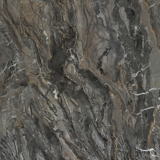 Porcelanosa Orobico Dark Polished tegel met donkere marmerlook en goudkleurige aders