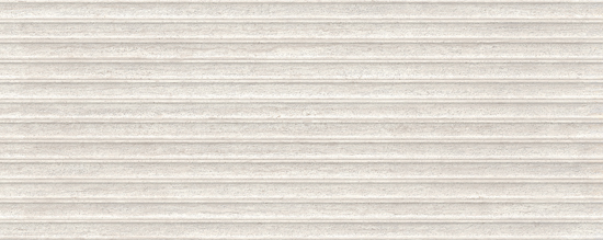 Porcelanosa Taranto Bianco Deco tegel met horizontaal ribbelreliëf in lichte travertijnlook