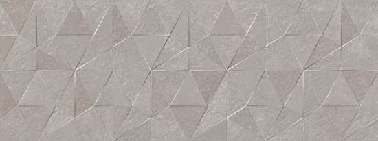 Porcelanosa Thao Verbier Silver tegel met 3D-driehoeksreliëf in zilvergrijze kleur