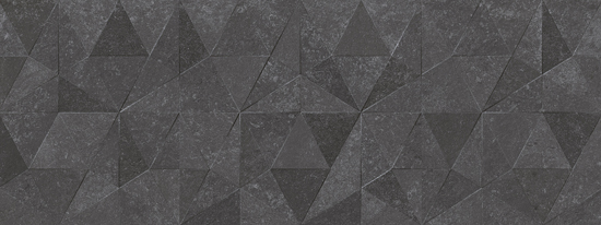 Porcelanosa Thao Verbier Dark tegel met 3D-driehoeksreliëf in antracietgrijze kleur