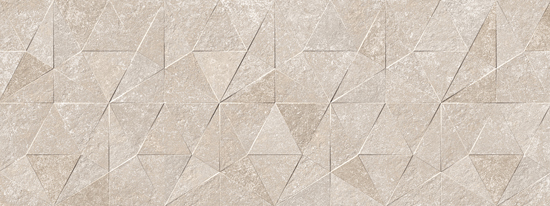Porcelanosa Thao Verbier Sand tegel met 3D-driehoeksreliëf in zandkleurige tint