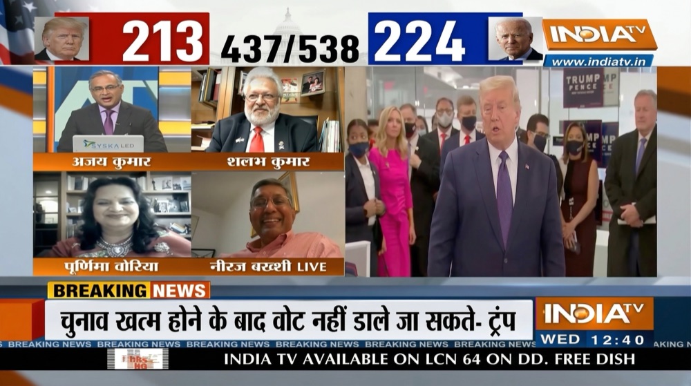 Shalabh Shalli Kumar discussing the 2020 elections, India TV