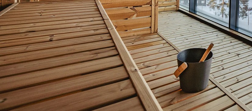 Lunawood Thermal Pine sauna bench