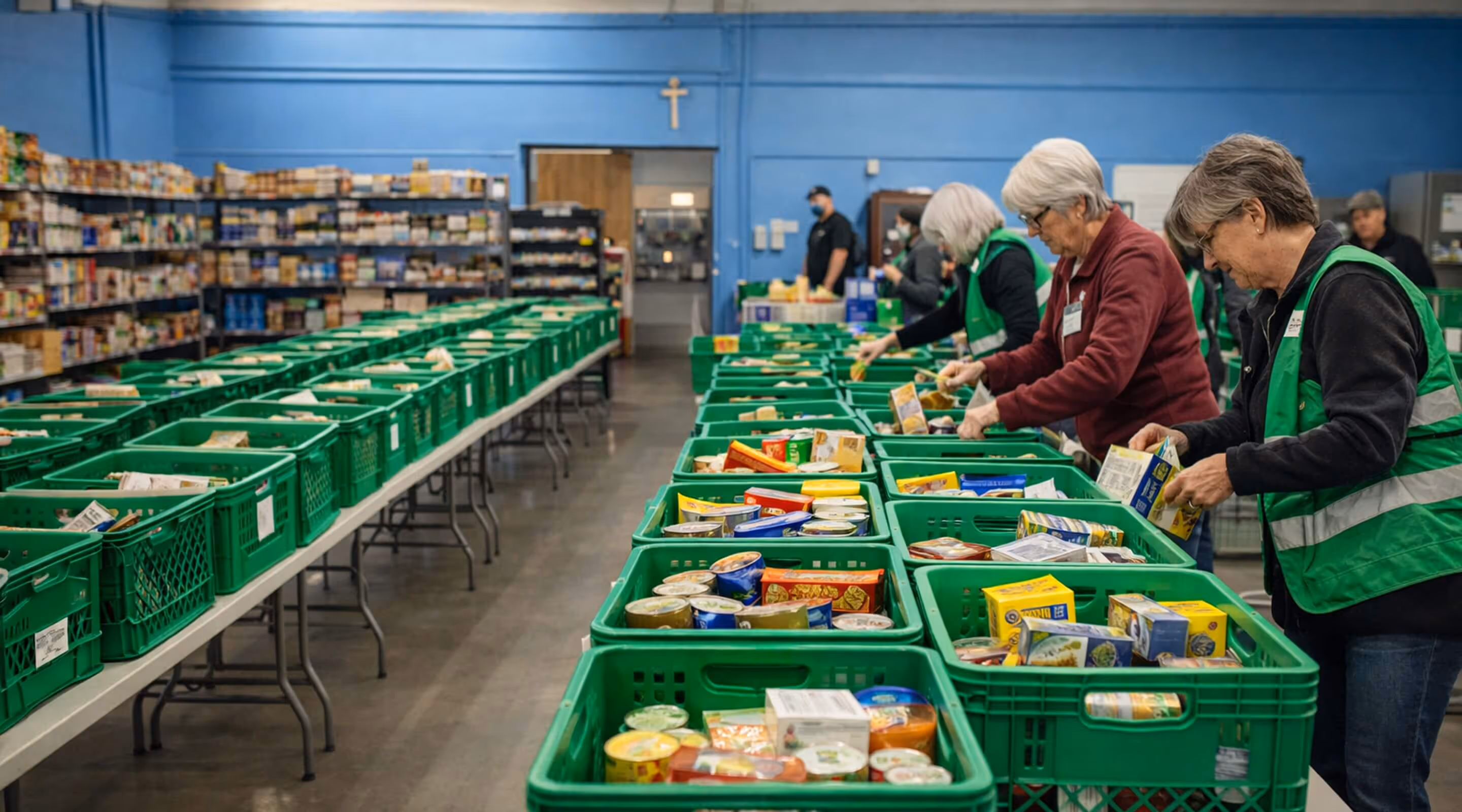 Aisle of donated food