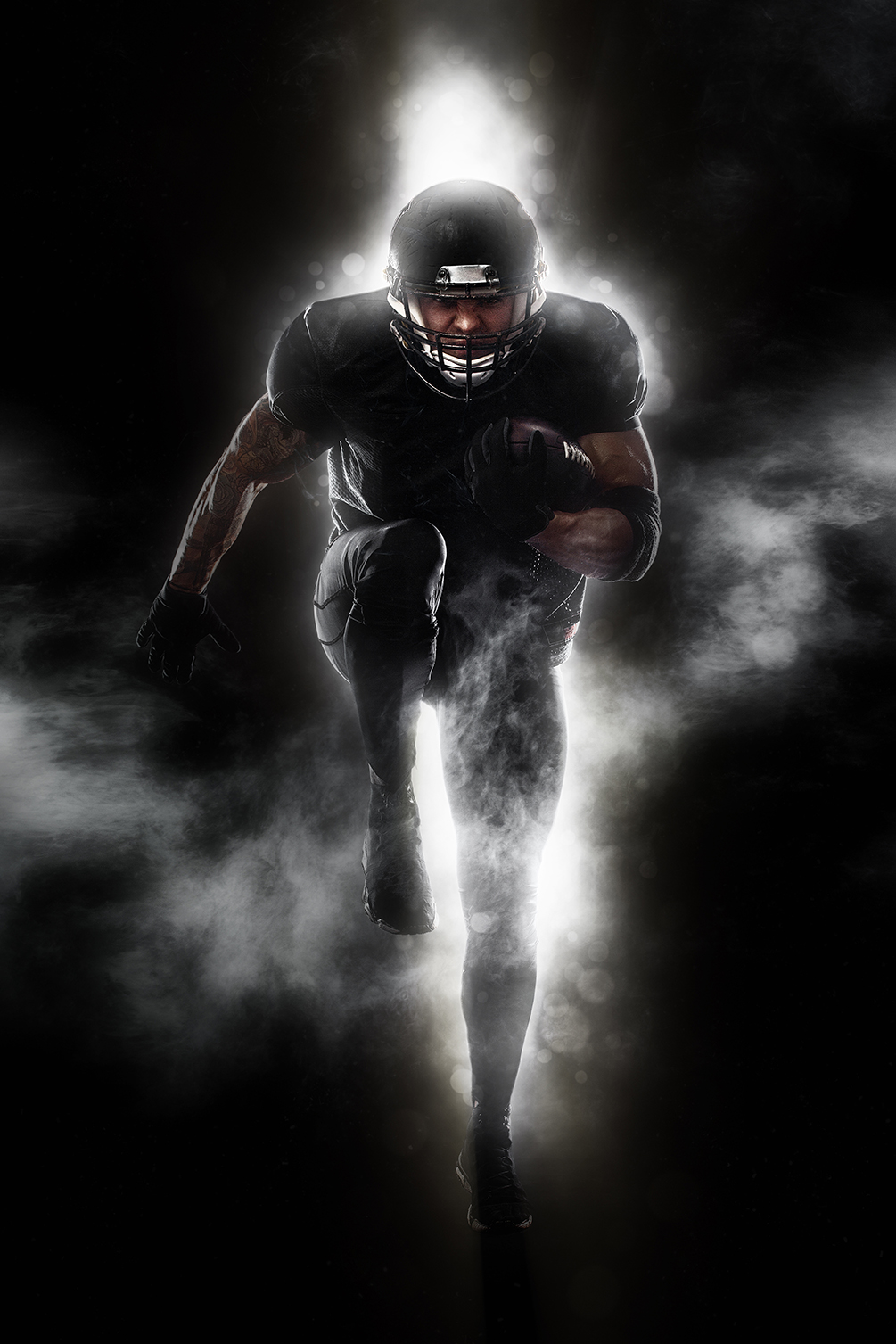 Athlete under the stadium lights