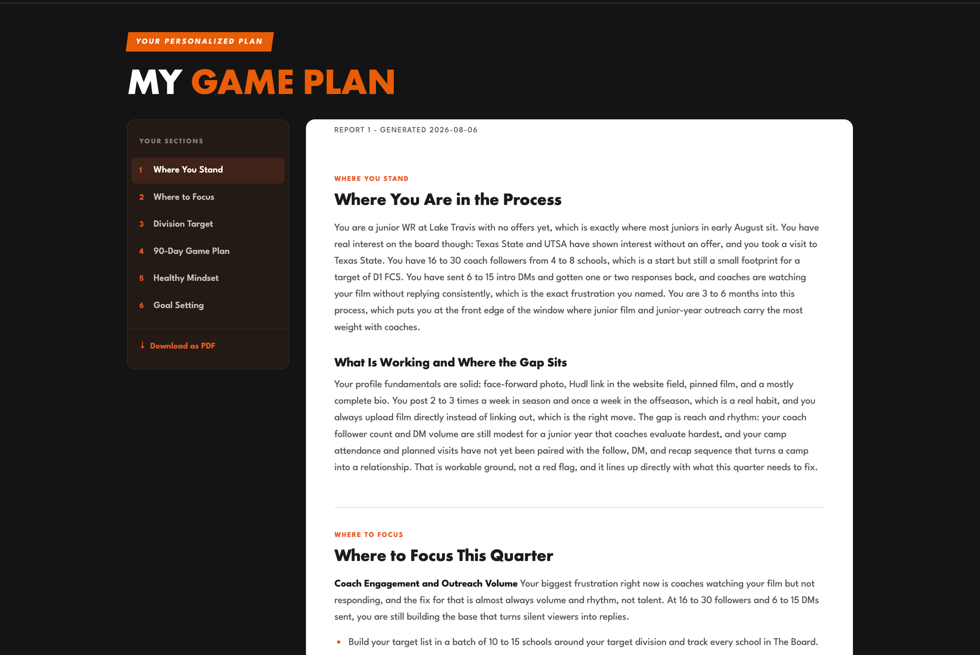 Your Game Plan: a personalized recruiting roadmap