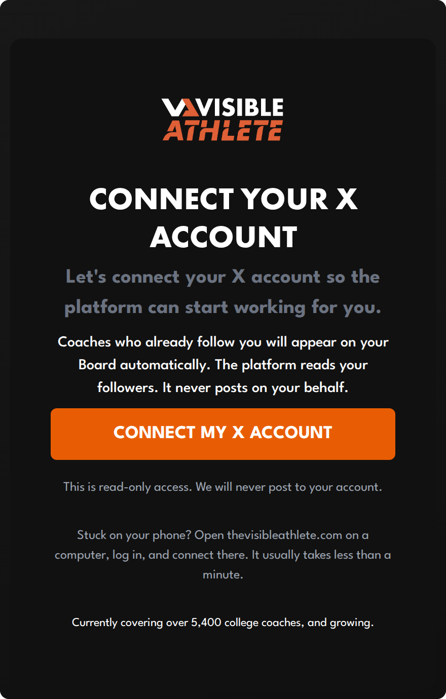 The Connect Your X Account screen