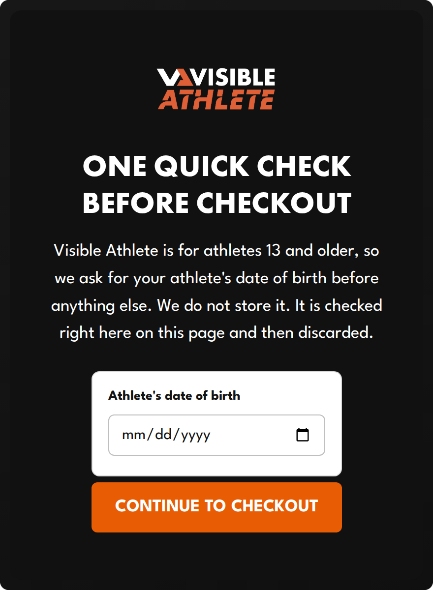 The age check screen before checkout