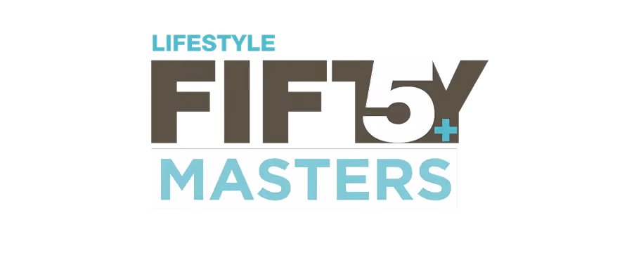 Text reading 'Lifestyle Fifty 5+ Masters' in bold and stylized font on black background.