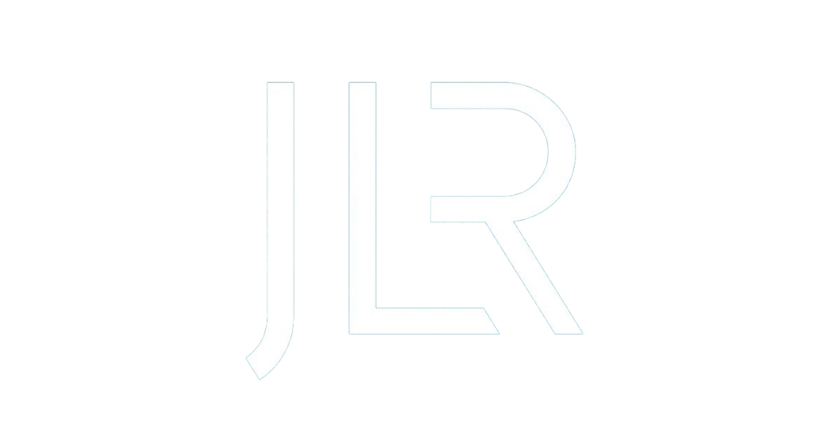 White stylized letters JLR on a black background.