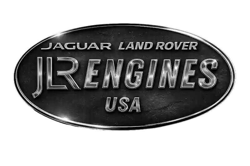 Jaguar Land Rover JLR Engines USA metallic logo in an oval shape with silver and black colors.