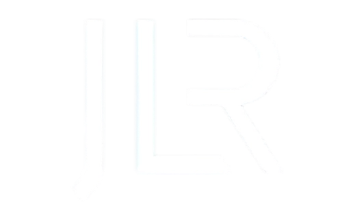 Stylized white letters 'JLR' on a black background.