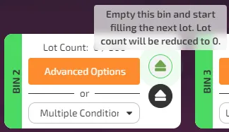 Clear lot button tooltip at 10% progress