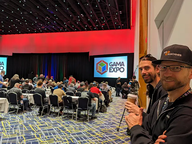 TCG Machines - John and Dan at the KICC Ballroom during the 2024 GAMA Expo