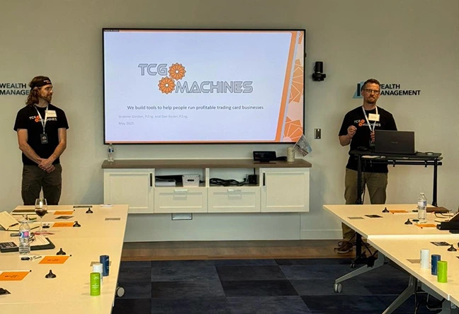 Dan and Graeme pitching TCG Machines